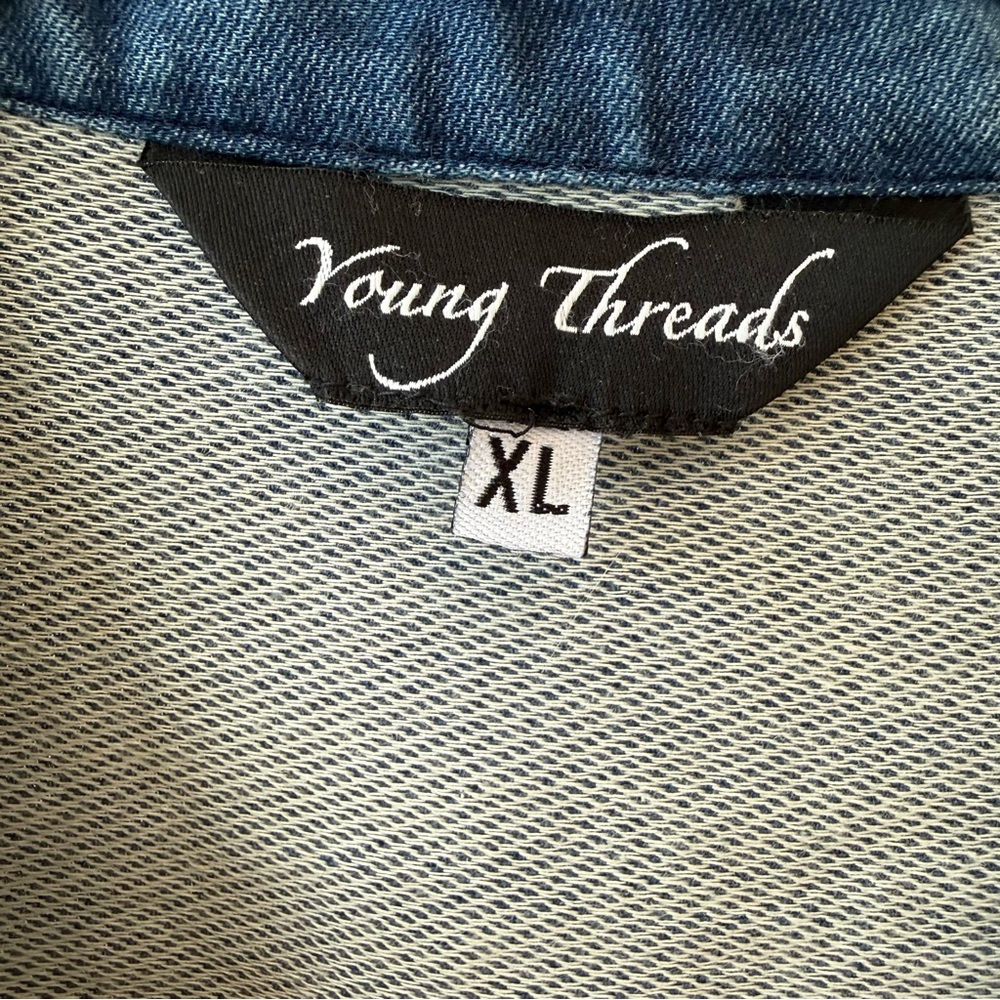 Young Threads Patchwork Cotton Jacket, Cropped, Xl - image 3